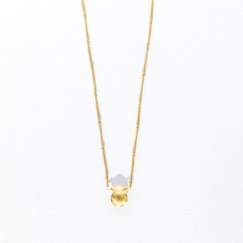 Citrine Pendant Necklace Gorgeous Everyday Necklace Waterproof Non-Tarnish Gold - Picture 8 of 12